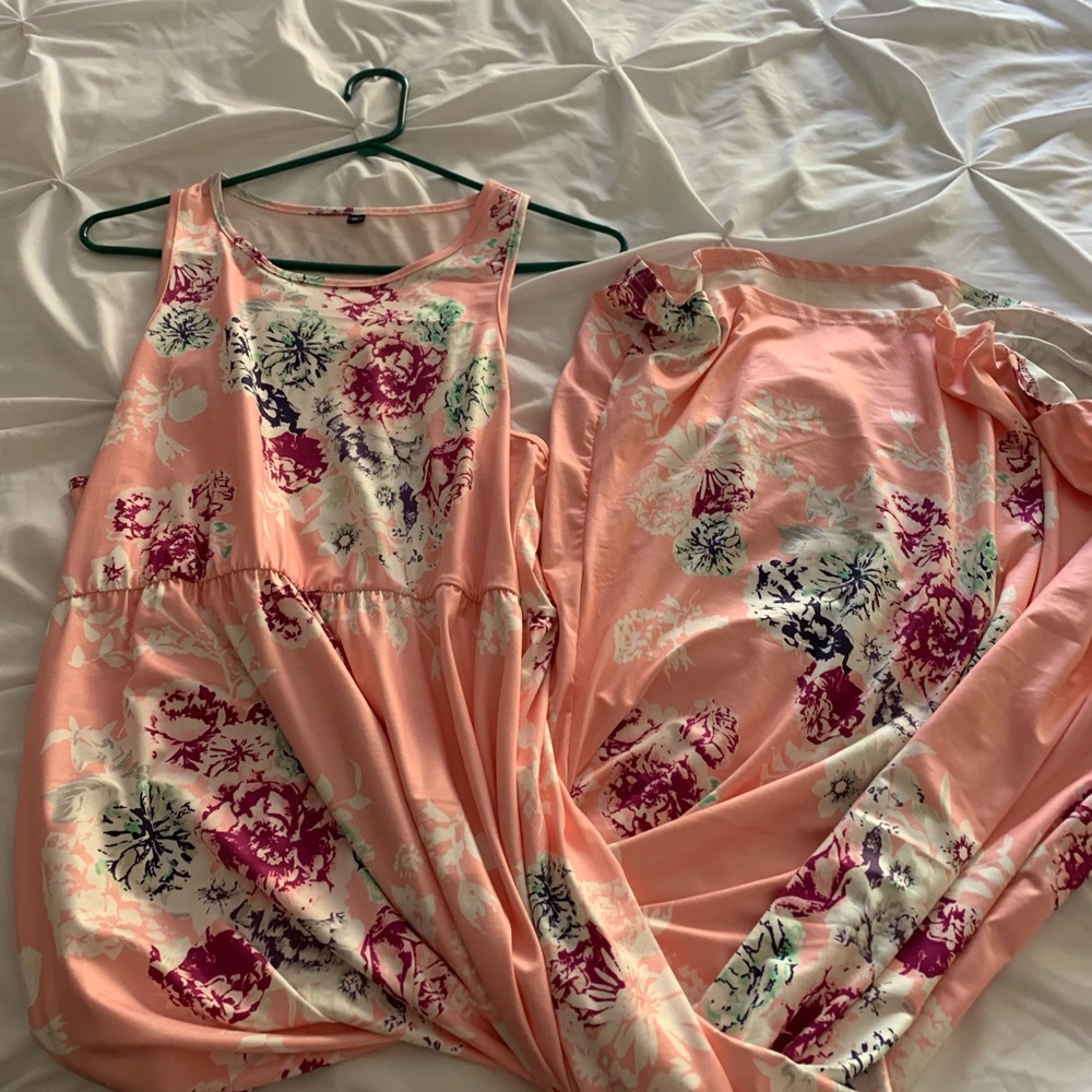 Pink floral maxi dress